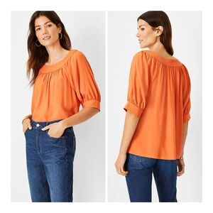 Ann Taylor Orange Peasant Blouse